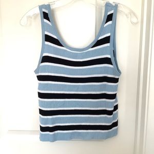 Cotton Emporium Womens Striped Ribbed Tank Top Size Large